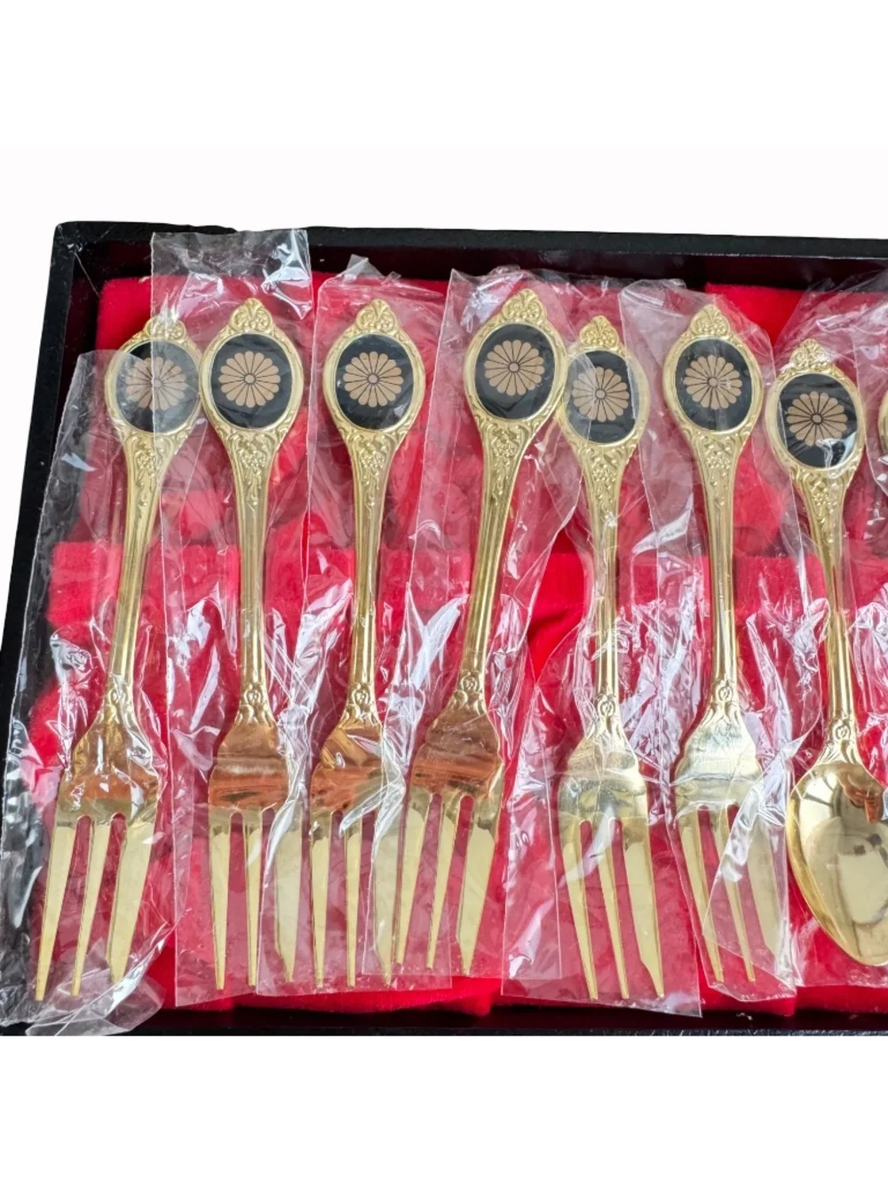 Vtg 12pc Dessert Fork Spoon Set Silver Plated Stainless Japanese Flatware Boxed